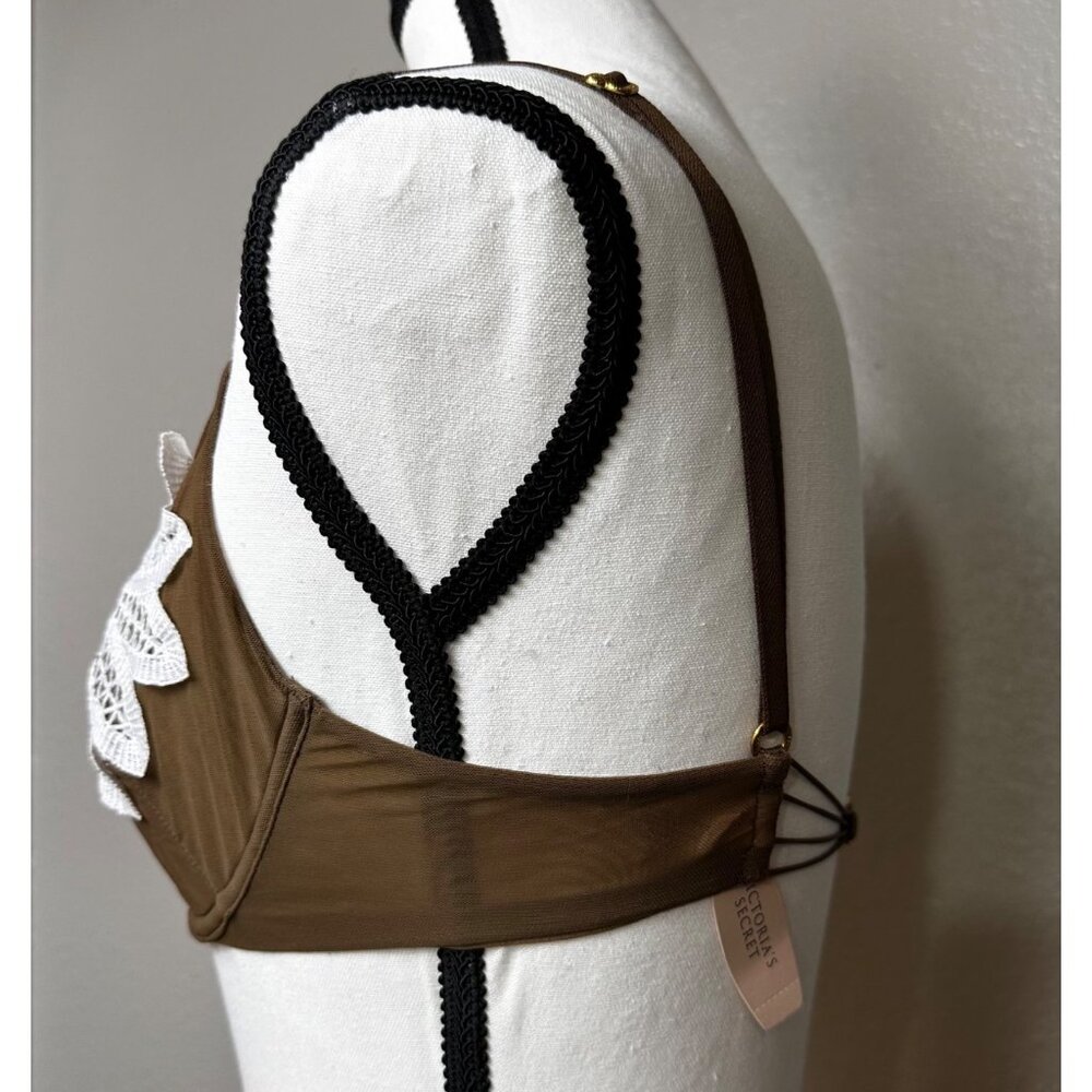 Victorias Secret Very Sexy Brown & White Mermaid Crochet Lace Bra Size 34C NWT - Picture 5 of 8